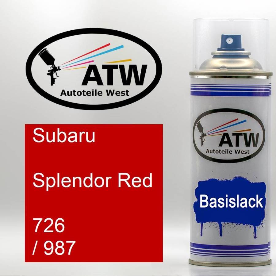 Subaru, Splendor Red, 726 / 987: 400ml Sprühdose, von ATW Autoteile West.